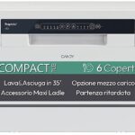 Candy Lavastoviglie Compatta Piano Tavolo CP 6E51LW - 55 cm, Bianco, Classe E