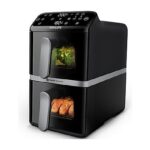 Philips Friggitrice ad Aria Verticale Serie 4000 NA461/00 - Doppio Cestello con Finestra 10 L, 2750W, PFAS Free, Nero