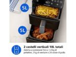 Philips Friggitrice ad Aria Verticale Serie 4000 NA461/00 - Doppio Cestello con Finestra 10 L, 2750W, PFAS Free, Nero - immagine 4