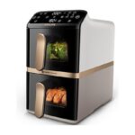 Philips Friggitrice ad Aria Verticale Serie 4000 NA462/80 Doppio Cestello con Finestra 10 L, 2750W, PFAS Free, Bianco