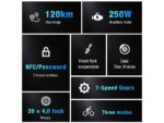 Hitway BK6S Plus Fat Bike Elettrica Pieghevole Smart 250W 1200Wh Ruote 20 Carbonio Nero - immagine 5