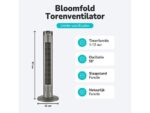 Bloomfold BF040 Ventilatore a Torre Regolabile in Altezza Silenzioso Telecomando 45W Grigio - immagine 9